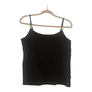 Michael Kors Black Cami Tank Top With Gold Logo Detail Size L